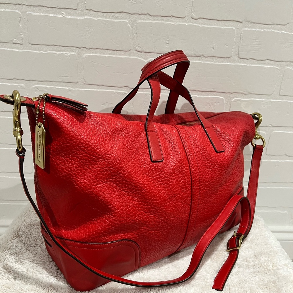 🎈COACH Pebbled Red Leather Satchel/Crossbody🎈